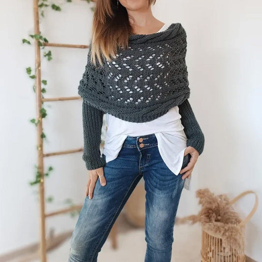 💝Gift Idea Hot sale 49% OFF🔥Women's Wrap Knit Shawl with Sleeves